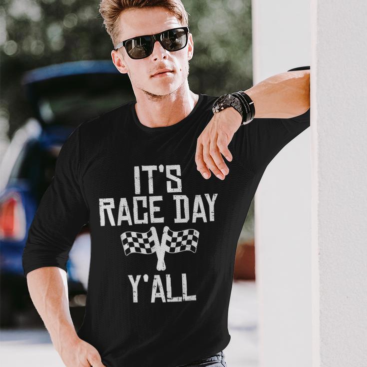 Race Day Yall Checkered Flag Racing Car Driver Racer Long Sleeve T-Shirt Gifts for Him