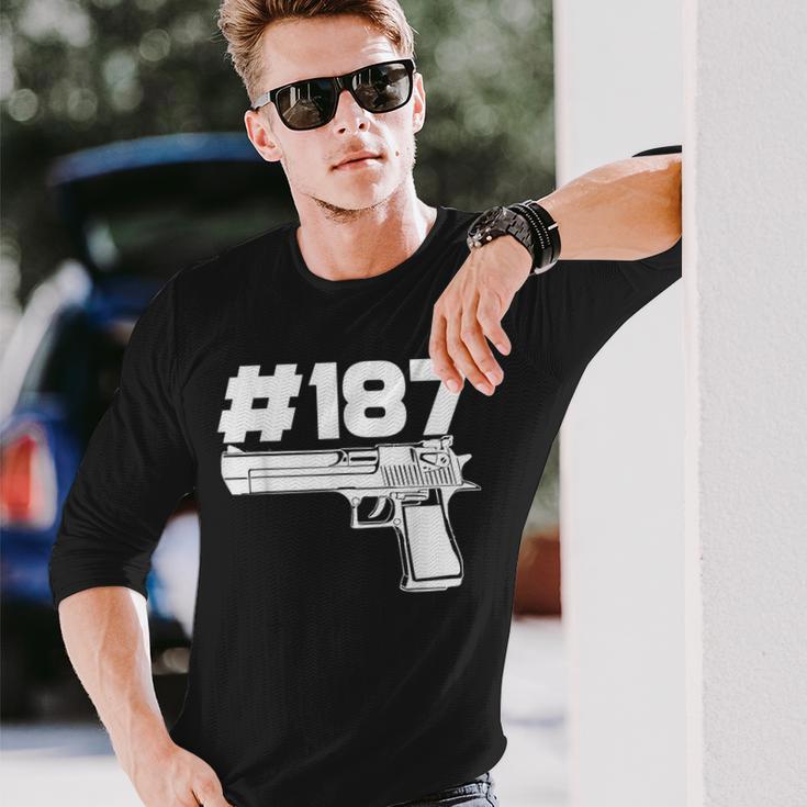 Rapper 187 With Hashtag Ratchet And Gangster Motif Langarmshirts Geschenke für Ihn