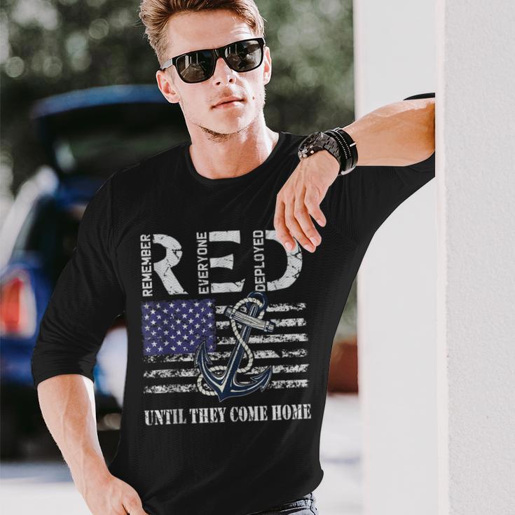 Red Friday Military Deployed Navy Soldier Us Flag Veteran Long Sleeve T-Shirt Gifts for Him