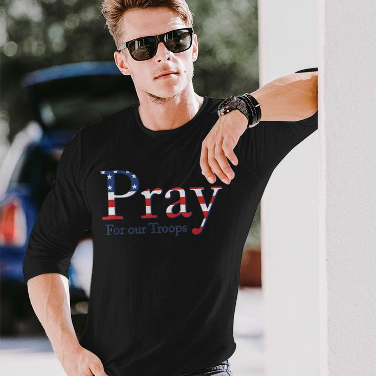 Red Friday Military Patriotic Pray For Our Troops Deployed Long Sleeve T-Shirt Gifts for Him