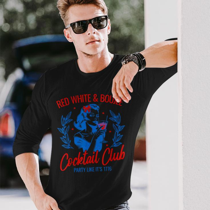 Red White And Boujee Vintage Cocktail Drinking 4Th Of July Long Sleeve T-Shirt Gifts for Him