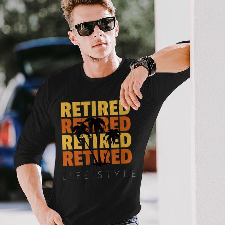 Retired Vacation Tropical Beach Lifestyle Retirement Long Sleeve T-Shirt Gifts for Him