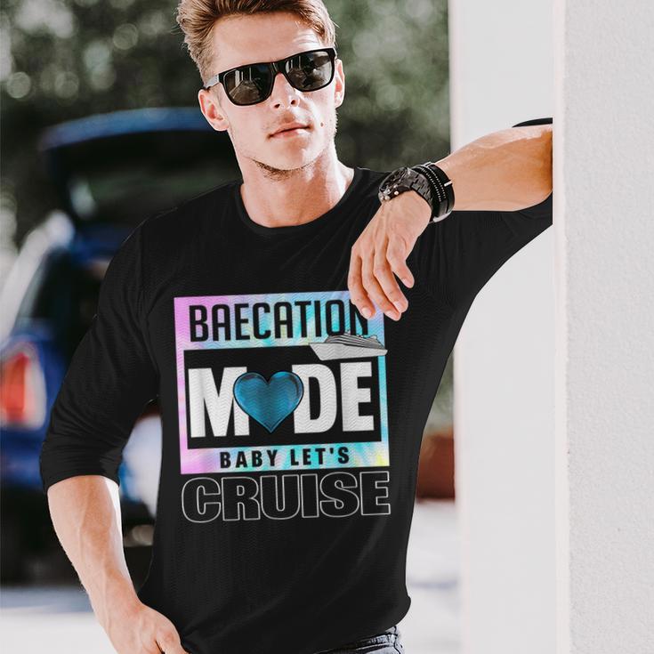 Retro Baecation Mode Baby Let's Cruise Love Vacation Couples Long Sleeve T-Shirt Gifts for Him