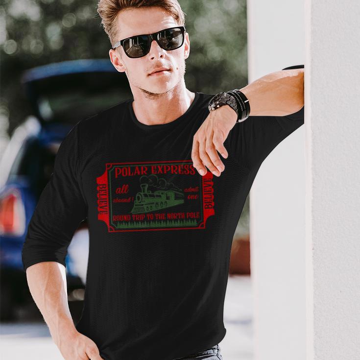 Retro Christmas North Pole Polar Express All Abroad Family Long Sleeve T-Shirt Gifts for Him