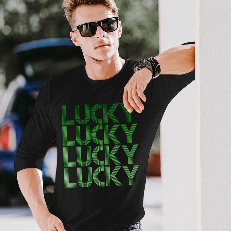 Retro Green Lucky For St Particks Day Long Sleeve T-Shirt Gifts for Him