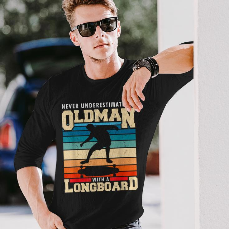 Retro Longboarder Longboard Langarmshirts Geschenke für Ihn