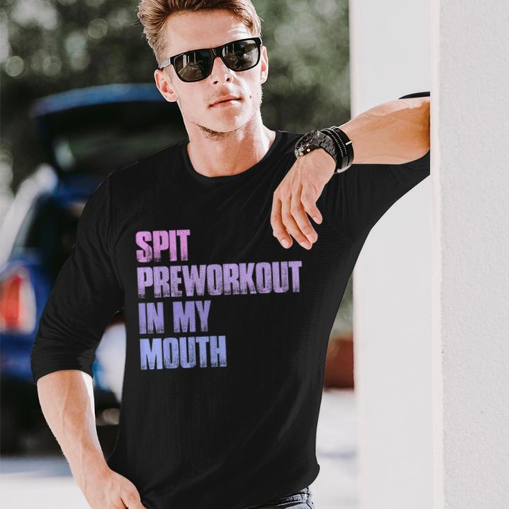 Retro Spit Preworkout In My Mouth Gym Long Sleeve T-Shirt Gifts for Him