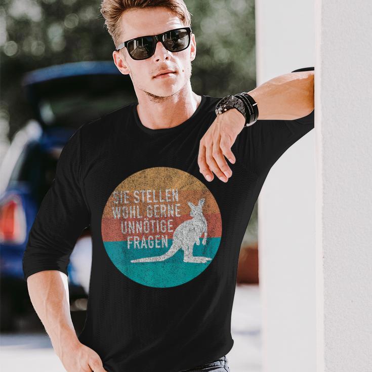 Retro Stil Känguru Langarmshirts Unnötige Fragen Spruch Geschenke für Ihn