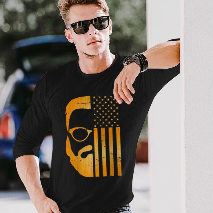 Retro Us Flagge Mit Bart Und Brille Für Papaäter Männer Kapuzenjacke Langarmshirts Geschenke für Ihn