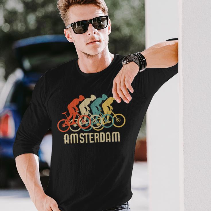 Retro Vintage Bike AmsterdamLong Sleeve T-Shirt Gifts for Him