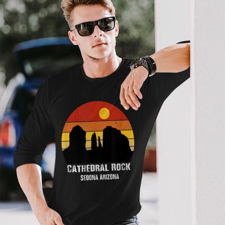 Retro Vintage Cathedral Rock Sedona Skyline Arizona Long Sleeve T-Shirt Gifts for Him