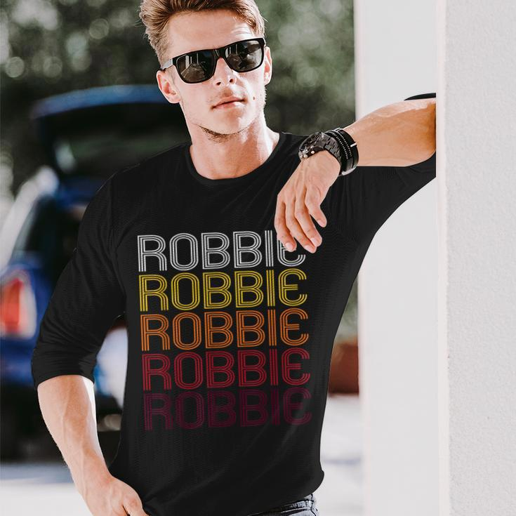 Robbie Retro Wordmark Pattern Vintage Style Langarmshirts Geschenke für Ihn