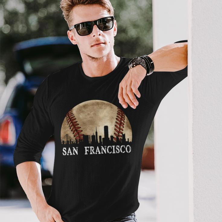 San Francisco Skyline City Vintage Baseball Lover Long Sleeve T-Shirt Gifts for Him