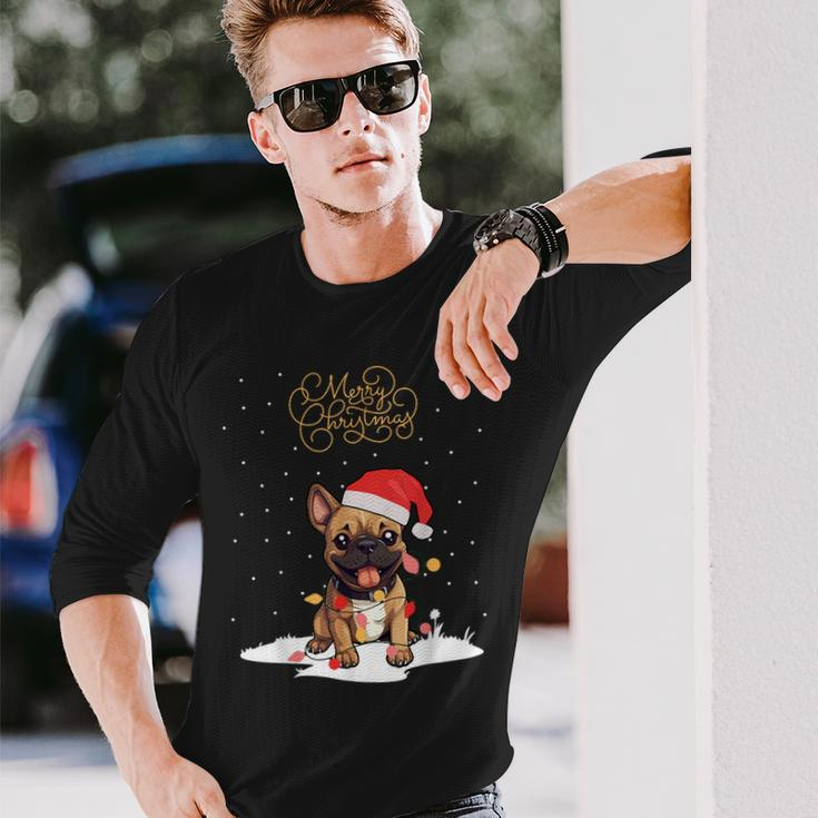 Santa Xmas Frenchie Merry Christmas French Bulldog Puppy Long Sleeve T-Shirt Gifts for Him