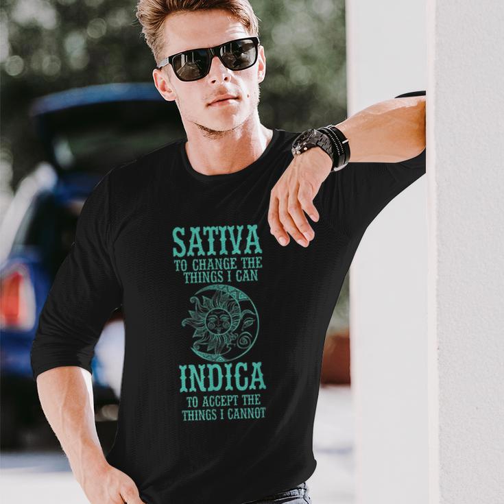 Sativa To Change The Things I Can Indica To Accept -Cannabis Long Sleeve T-Shirt Gifts for Him