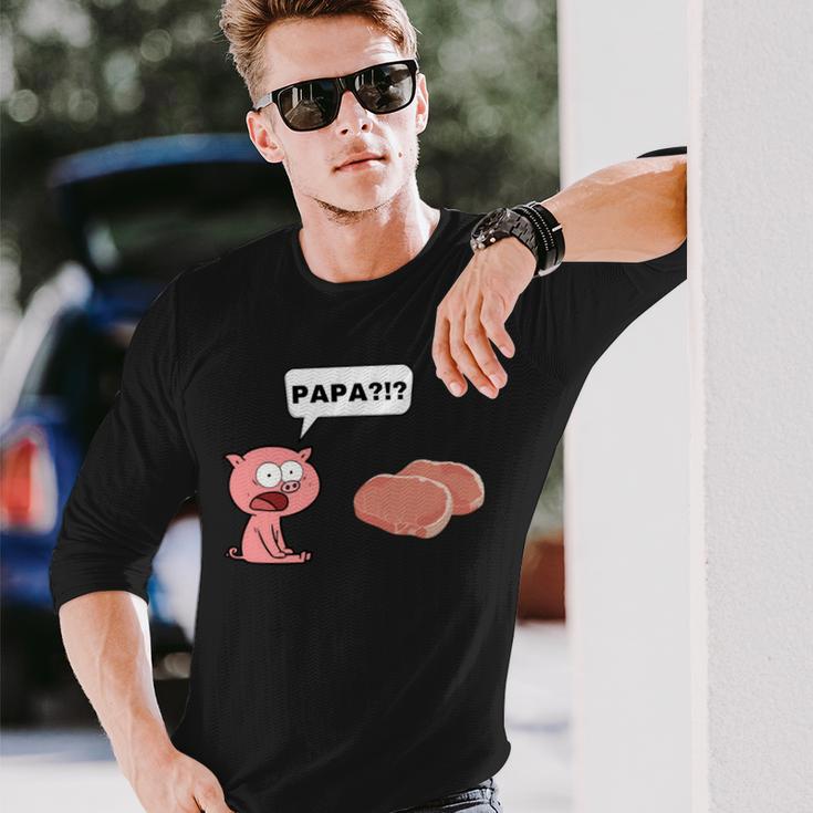 Schwein Ferkel Steak Papa Sarkasmus Für Fleischesser Langarmshirts Geschenke für Ihn