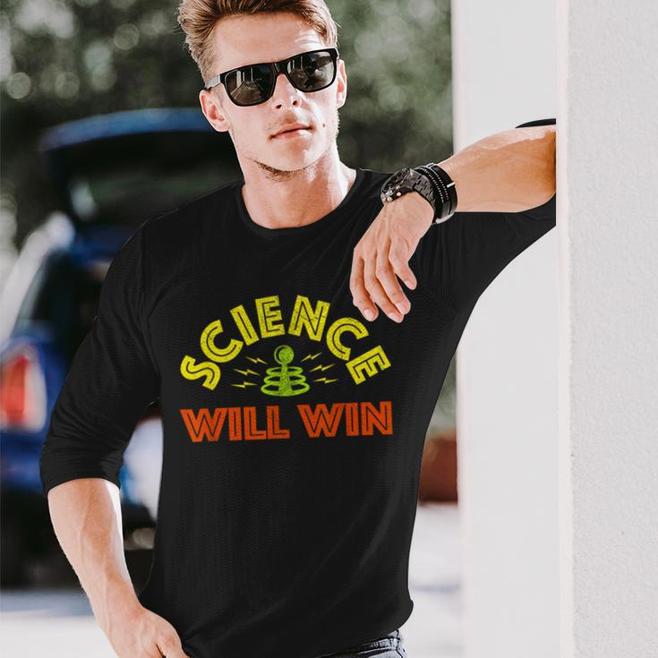 Science Will Win Facts Over Fear Trust Science Knowledge Long Sleeve T-Shirt Gifts for Him