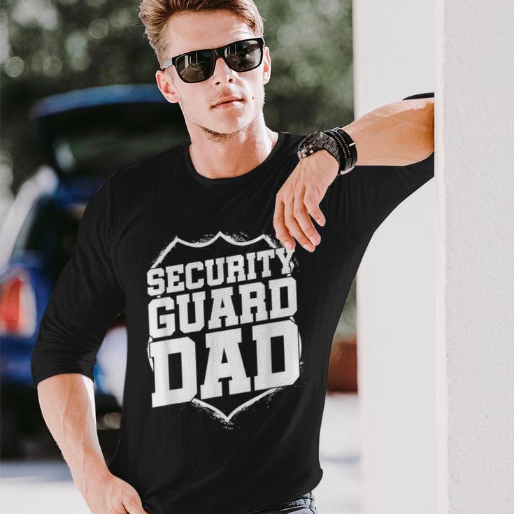 Security Guard Dad Purple Line Watchman Security Officer Long Sleeve T-Shirt Gifts for Him