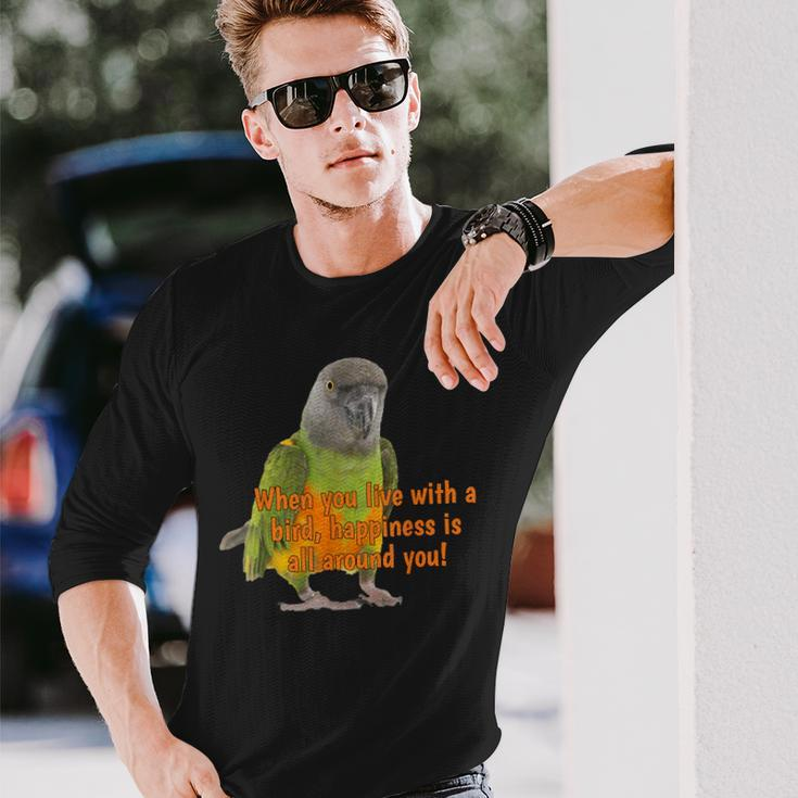 Senegal Parrot Happiness Long Sleeve T-Shirt Gifts for Him