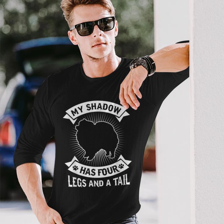 My Shadow Has 4 Legs And A Tail Pomeranian Spitz Dog Long Sleeve T-Shirt Gifts for Him