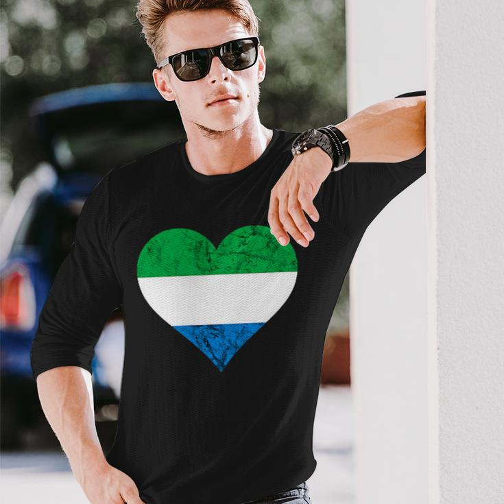 Sierra Leone Heart Siera Leonean Roots Flag Pride Love Long Sleeve T-Shirt Gifts for Him
