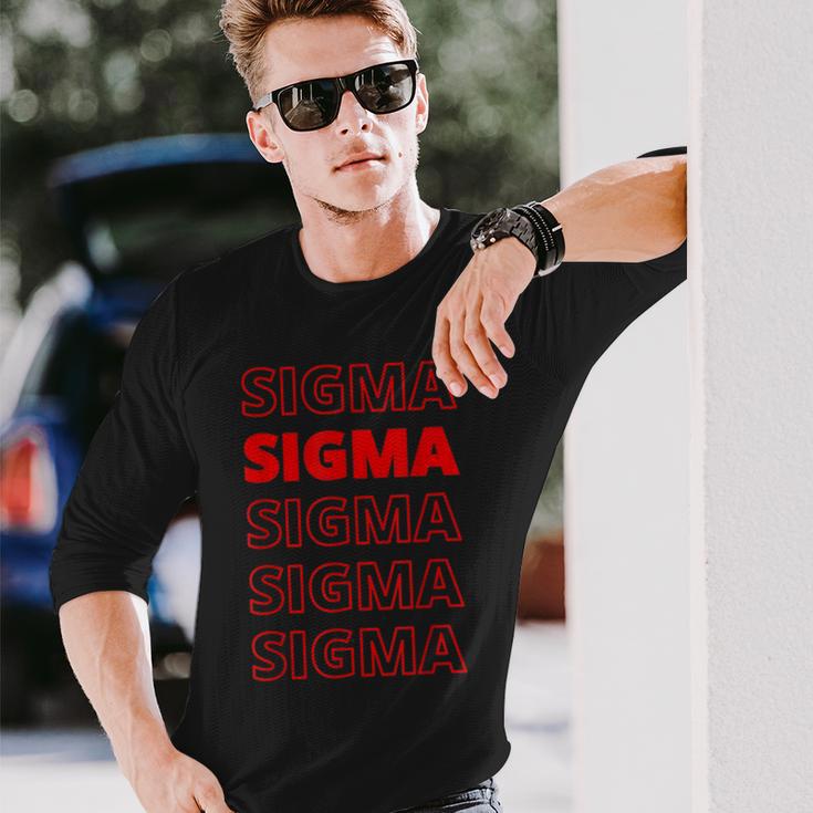 Sigma Male Modern Minimal Loner Wolf Sigma Grindset Meme Langarmshirts Geschenke für Ihn