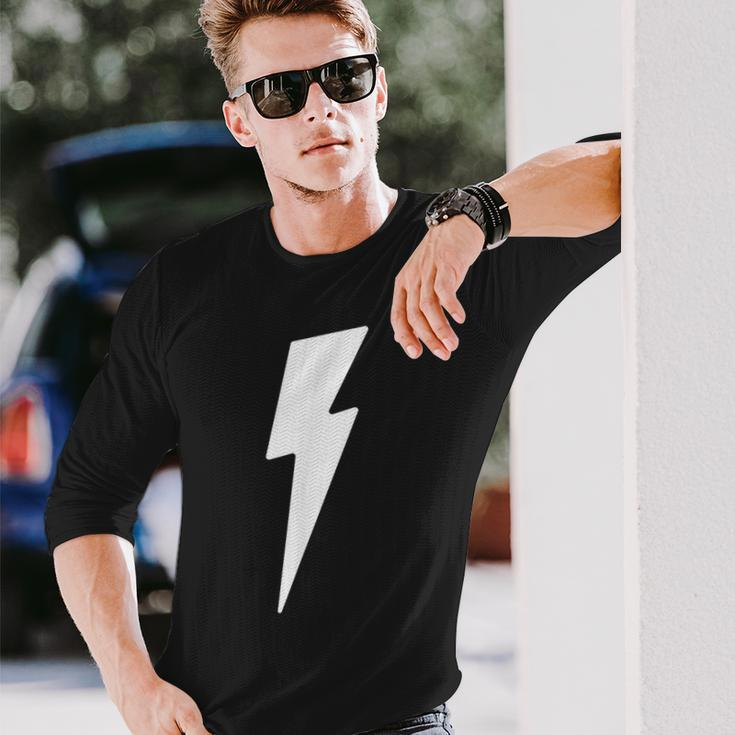 Simple Lightning Bolt In White Thunder Bolt Graphic Long Sleeve T-Shirt Gifts for Him