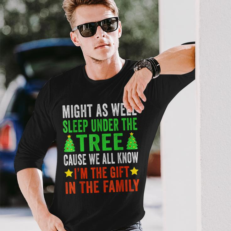Might As Well Sleep Under The Tree Christmas Family Long Sleeve T-Shirt Gifts for Him