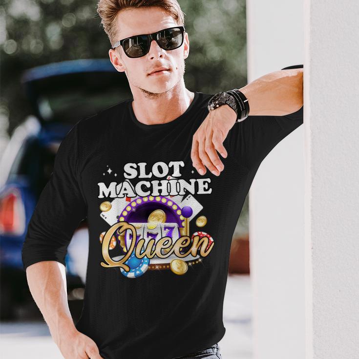 Slotmaschine Queen Casino Las Vegas Gambling Langarmshirts Geschenke für Ihn