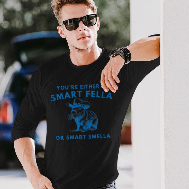 Are You A Smart Fella Or Fart Smella Vintage Style Retro Long Sleeve T-Shirt Gifts for Him