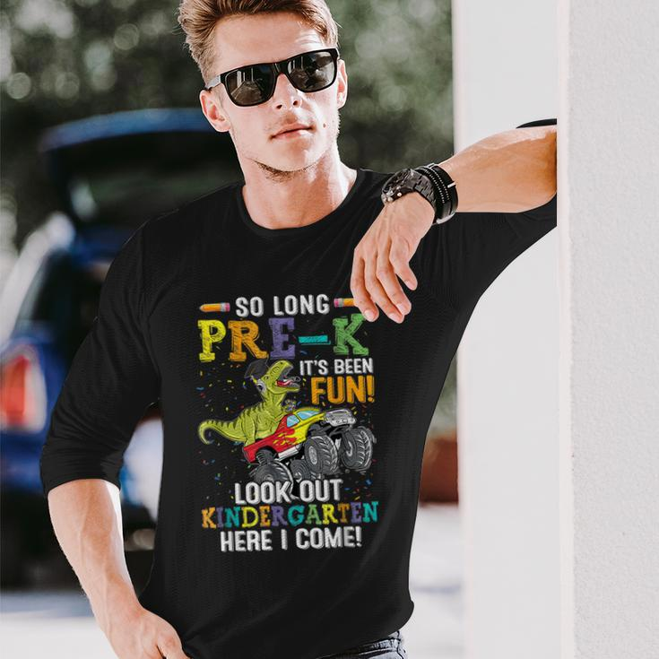 So Long Pre-K Kindergarten Here I Come Dinosaur Graduation Long Sleeve T-Shirt Gifts for Him