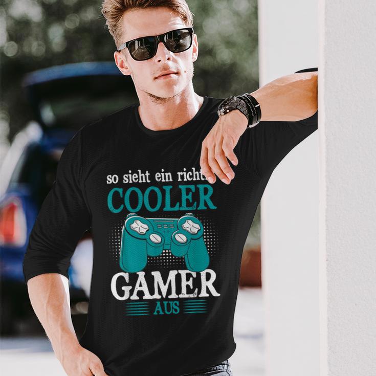 So Sieht Ein Richtig Cooler Gamer Aus Zocker Boys' Langarmshirts Geschenke für Ihn