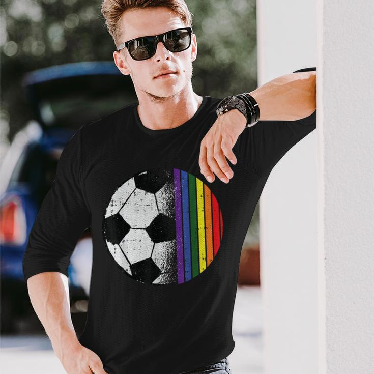 Soccer Ball Lgbt-Q Gay Pride Flag Sport Fan Player Ally Long Sleeve T-Shirt Gifts for Him