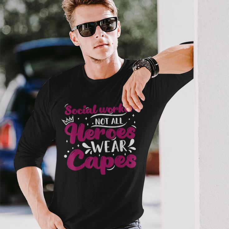 Social Worker Superheros Social Work Graphic Long Sleeve T-Shirt Gifts for Him