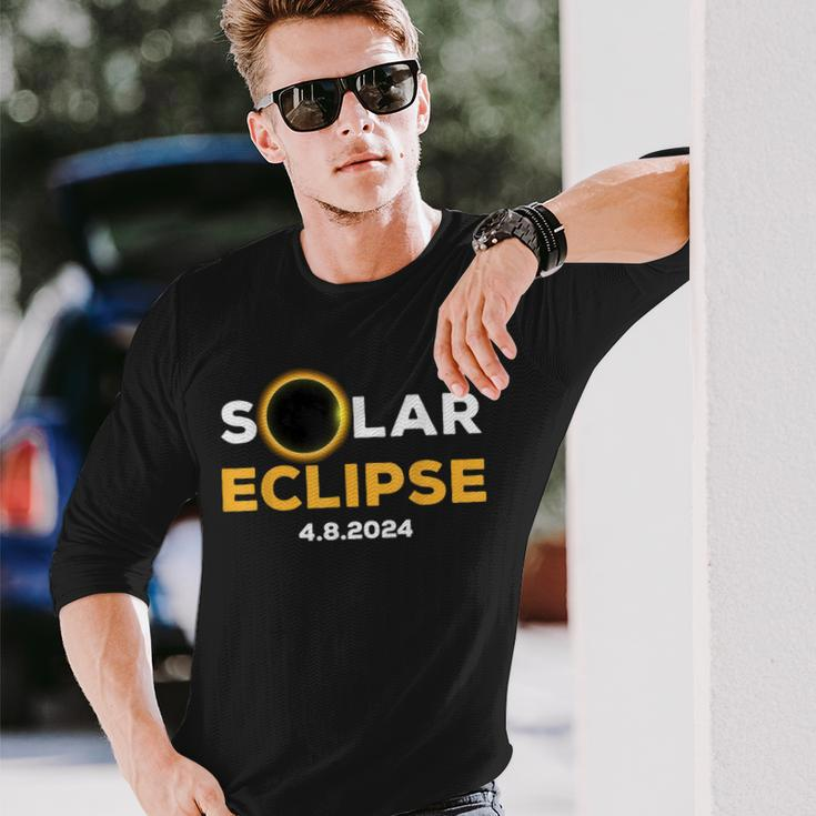 Solar Eclipse 2024 Total Solar Eclipse Phases April 8Th Long Sleeve T-Shirt Gifts for Him