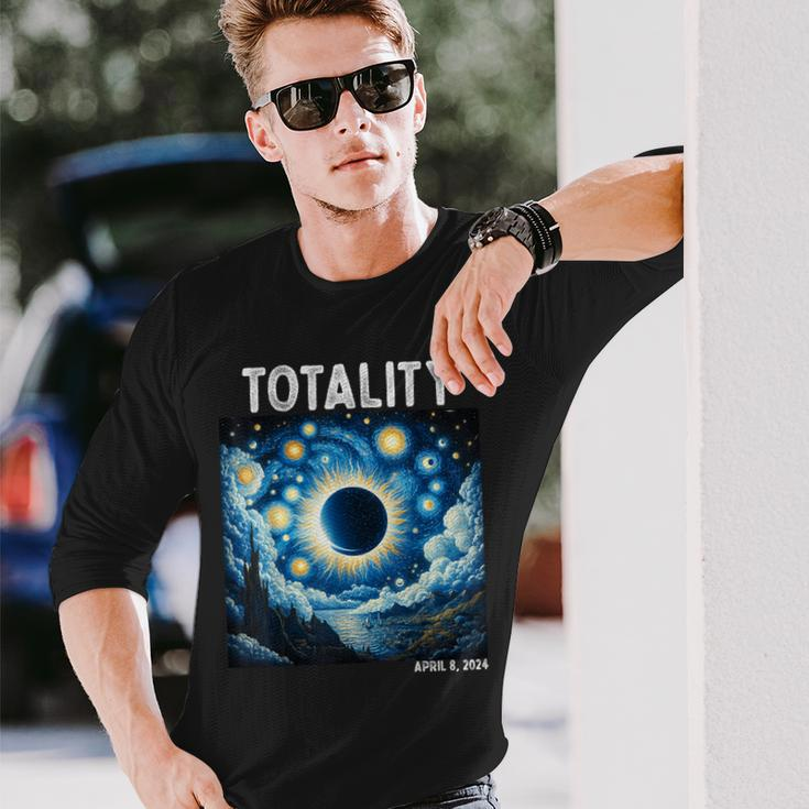 Solar Eclipse 2024 Totality April 8Th Astronomy Science Long Sleeve T-Shirt Gifts for Him