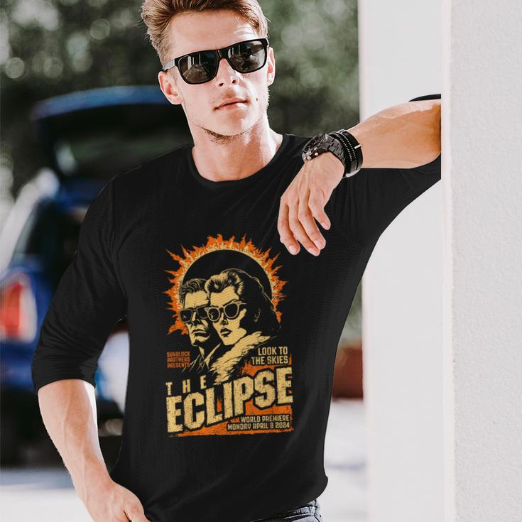 Solar Eclipse 2024 Vintage Science Fiction Movie Poster Long Sleeve T-Shirt Gifts for Him