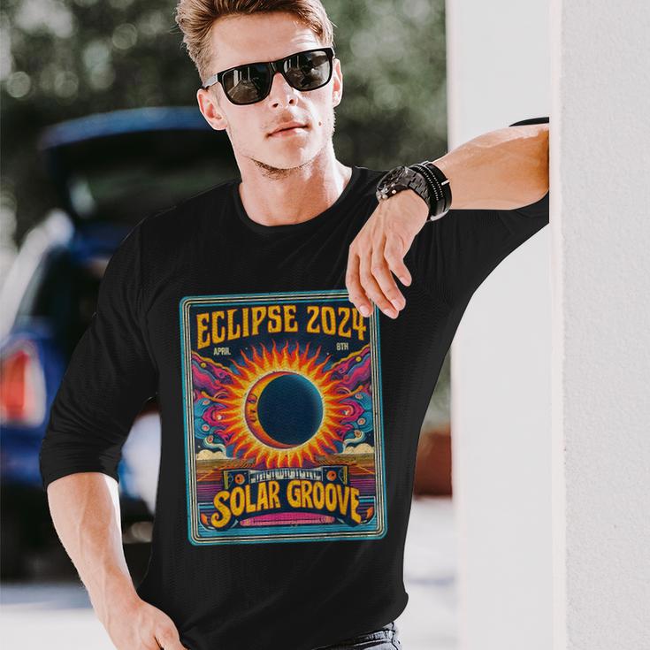 Solar Eclipse Retro Style Path Of Totality 2024 Vintage Long Sleeve T-Shirt Gifts for Him