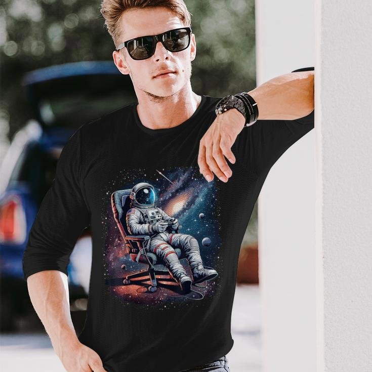 Space Astronaut Gaming System Planets Astronaut Gamer Long Sleeve T-Shirt Gifts for Him