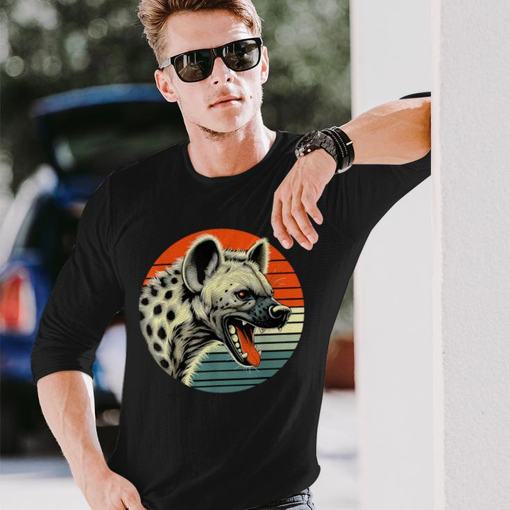Spotted Laughing Hyena Retro Sun Long Sleeve T-Shirt Gifts for Him