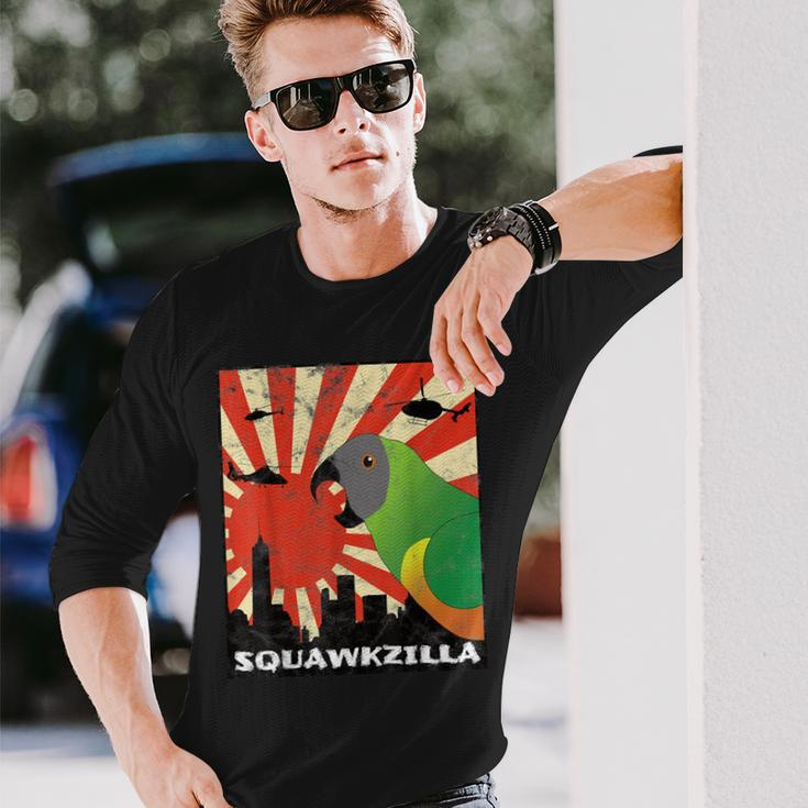 Squawk Zilla Senegal Parrot Squawking Kawaii Long Sleeve T-Shirt Gifts for Him