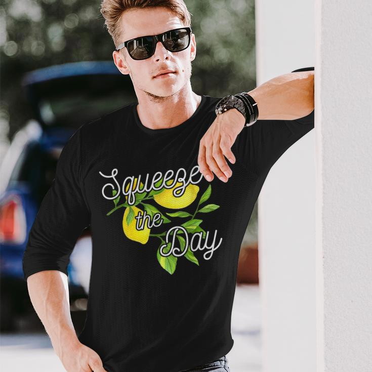 Squeeze The Day Lemons And Leaves Cute Long Sleeve T-Shirt Gifts for Him