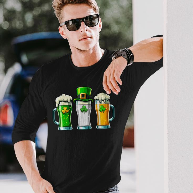 St Patrick Day Irish Ireland Flag Green Beer Lover Women Long Sleeve T-Shirt Gifts for Him