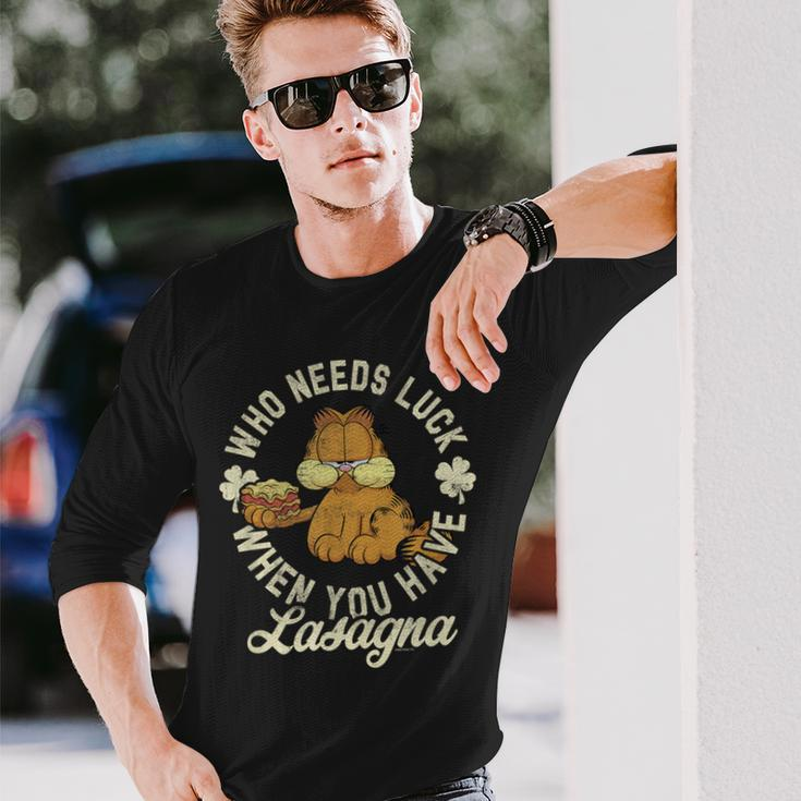 St Patrick's Day Who Needs Luck You Have Lasagna Long Sleeve T-Shirt Gifts for Him