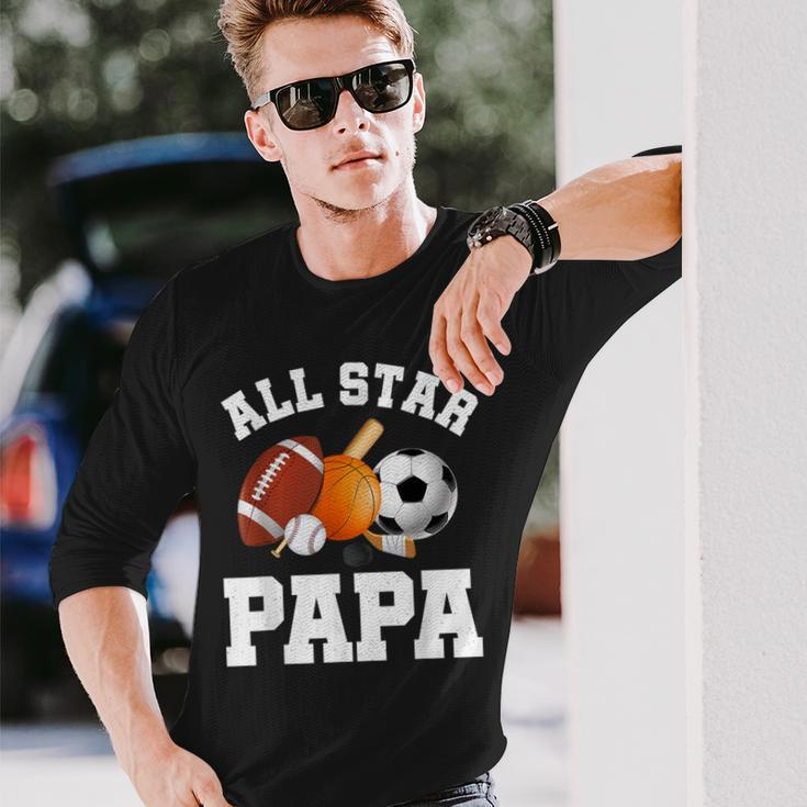 All Star Papa Dad Of The Birthday Boy Sports Daddy Long Sleeve T-Shirt Gifts for Him
