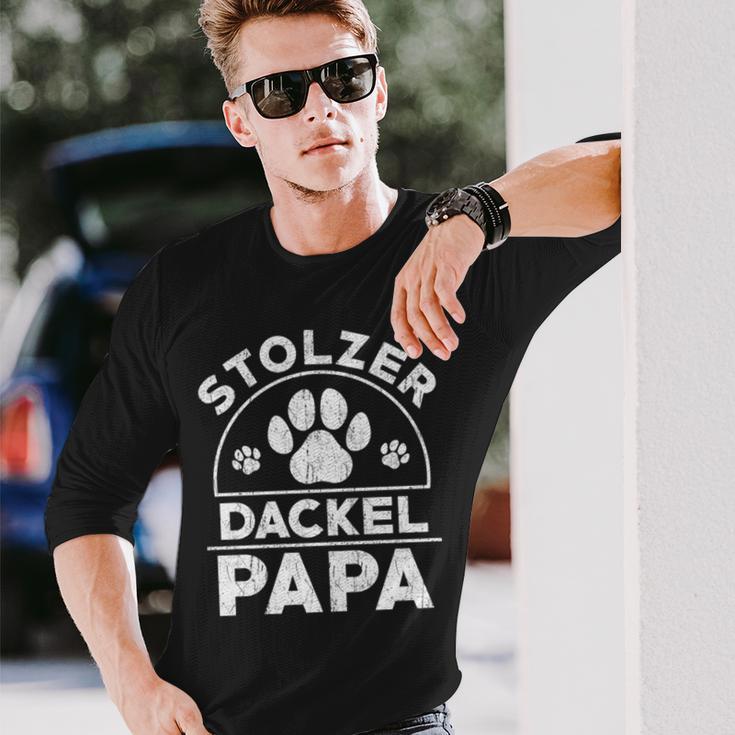 Stolzer Dackel Papa Hundepapa Teckel Dachshund Langarmshirts Geschenke für Ihn