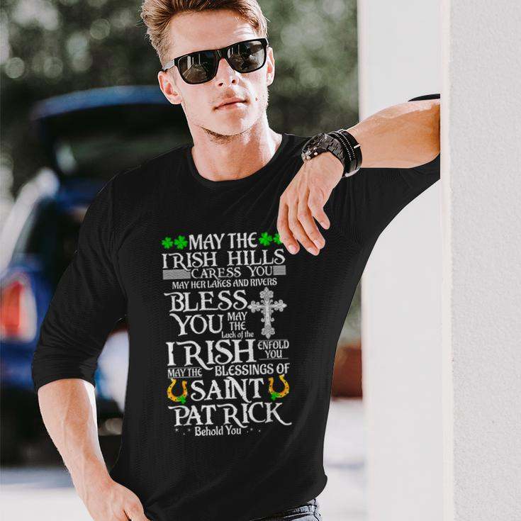 StPatrick's Day Irish Saying Quotes Irish Blessing Shamrock Long Sleeve T-Shirt Gifts for Him