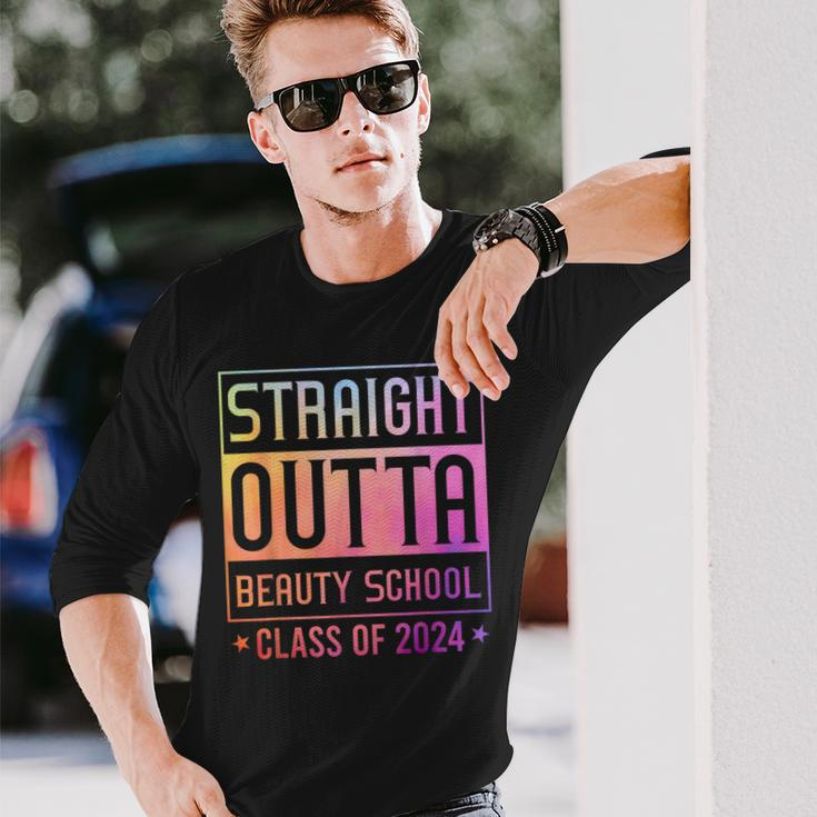 Straight Outta Beauty School Graduation Class Of 2024 Long Sleeve T-Shirt Gifts for Him