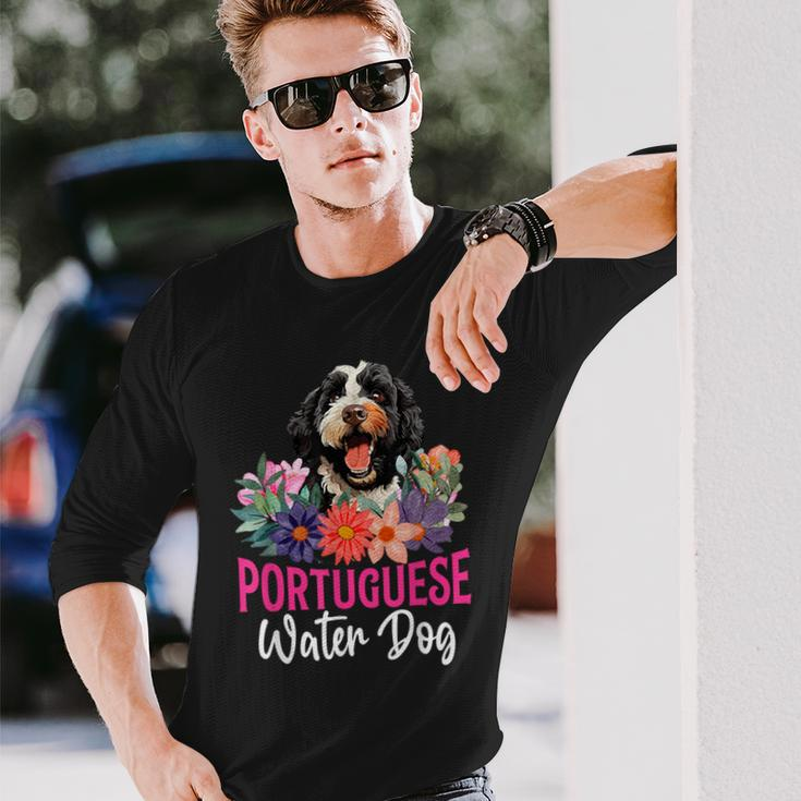 Sunset Retro Portuguese Water Dog Pet Paw Long Sleeve T-Shirt Gifts for Him
