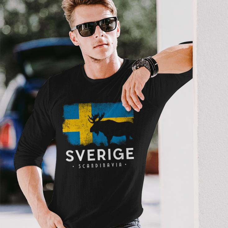 Sweden Scandinavia Swedish Elk Bull Midsomar Sverige Langarmshirts Geschenke für Ihn